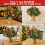 Christabelle 33cm Christmas Bouquet Pre - Decorated Holiday Floral Arrangement with Berries, Baubles & Pine Cones Festive Tabletop Centrepiece Decoration