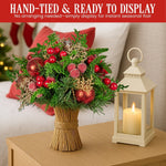 Christabelle 33cm Christmas Bouquet Pre - Decorated Holiday Floral Arrangement with Berries, Baubles & Pine Cones Festive Tabletop Centrepiece Decoration