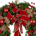 Christabelle 56cm Christmas Wreath Lush Green Holiday Door Wreath with Red Berries, Baubles & Pine Cones Pre - Decorated Festive Wall or Front Door Decoration