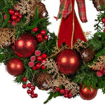 Christabelle 56cm Christmas Wreath Lush Green Holiday Door Wreath with Red Berries, Baubles & Pine Cones Pre - Decorated Festive Wall or Front Door Decoration