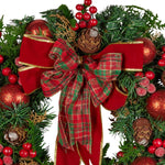 Christabelle 71cm Christmas Wreath Lush Green Holiday Door Wreath with Red Berries, Baubles & Pine Cones Pre - Decorated Festive Wall or Front Door Decoration