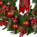Christabelle 71cm Christmas Wreath Lush Green Holiday Door Wreath with Red Berries, Baubles & Pine Cones Pre - Decorated Festive Wall or Front Door Decoration