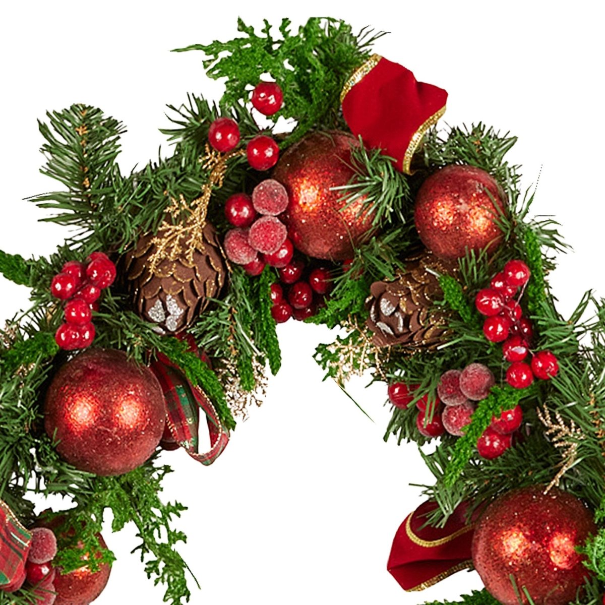 Christabelle 185cm Christmas Garland Lush Green Holiday Garland with Red Berries, Baubles & Pine Cones Pre - Decorated Festive Shelf or Banister Decoration