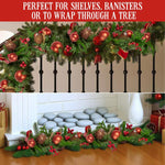 Christabelle 185cm Christmas Garland Lush Green Holiday Garland with Red Berries, Baubles & Pine Cones Pre - Decorated Festive Shelf or Banister Decoration