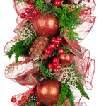 Christabelle 100cm Christmas Garland Lush Green Holiday Garland w/ Red Berries, Baubles & Pine Cones Pre - Decorated Festive Shelf or Banister Decoration