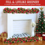 Christabelle 100cm Christmas Garland Lush Green Holiday Garland w/ Red Berries, Baubles & Pine Cones Pre - Decorated Festive Shelf or Banister Decoration