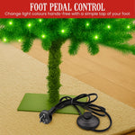 Christabelle 4ft Christmas Gremlin Tree Curved Top Red Bauble Built In Green & White LED Lights Foot Pedal Control