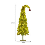 Christabelle 7.5ft Christmas Gremlin Tree Curved Top Red Bauble Built - in Green White LED Lights Control Base & Cord