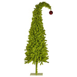 Christabelle 7.5ft Christmas Gremlin Tree Curved Top Red Bauble Built - in Green White LED Lights Control Base & Cord
