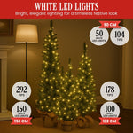 Christabelle Set of 3 Pre - Lit Christmas Trees Green Pine w/LED Lights, Hessian Base & Individual Plugs Varying Heights
