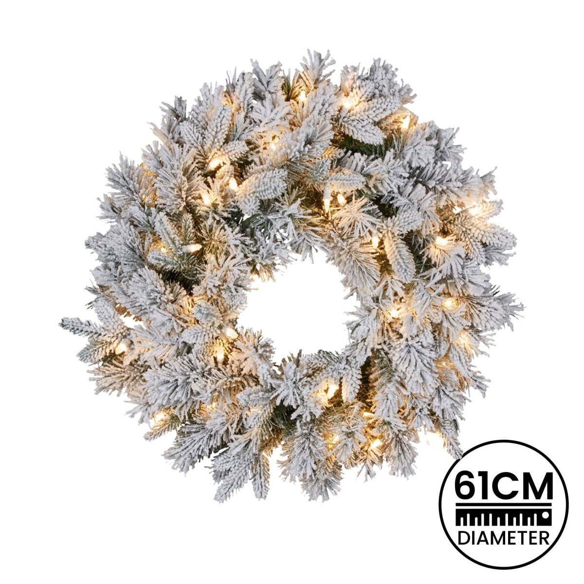 Christabelle 61cm Snowy Atica Pre - Lit Warm White LED Snowy Finish Christmas Wreath