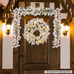 Christabelle 61cm Snowy Atica Pre - Lit Warm White LED Snowy Finish Christmas Wreath