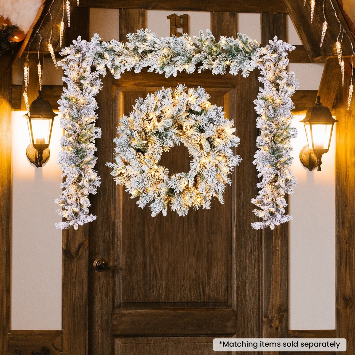 Christabelle 61cm Snowy Atica Pre - Lit Warm White LED Snowy Finish Christmas Wreath