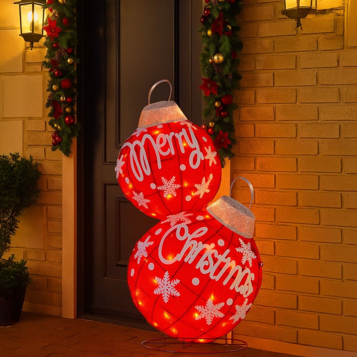 Christabelle Oversized Christmas Bauble Display Warm White Led Lights Glitter