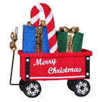 Christabelle Christmas Cart Display w/Candy Cane & Presents Warm White LED Lights Wire Frame Structure Indoor & Outdoor