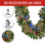 Christabelle 2.74m Christmas Garland with LED Lights Berries Pine Cones Multicolour Tree Decoration Ornament
