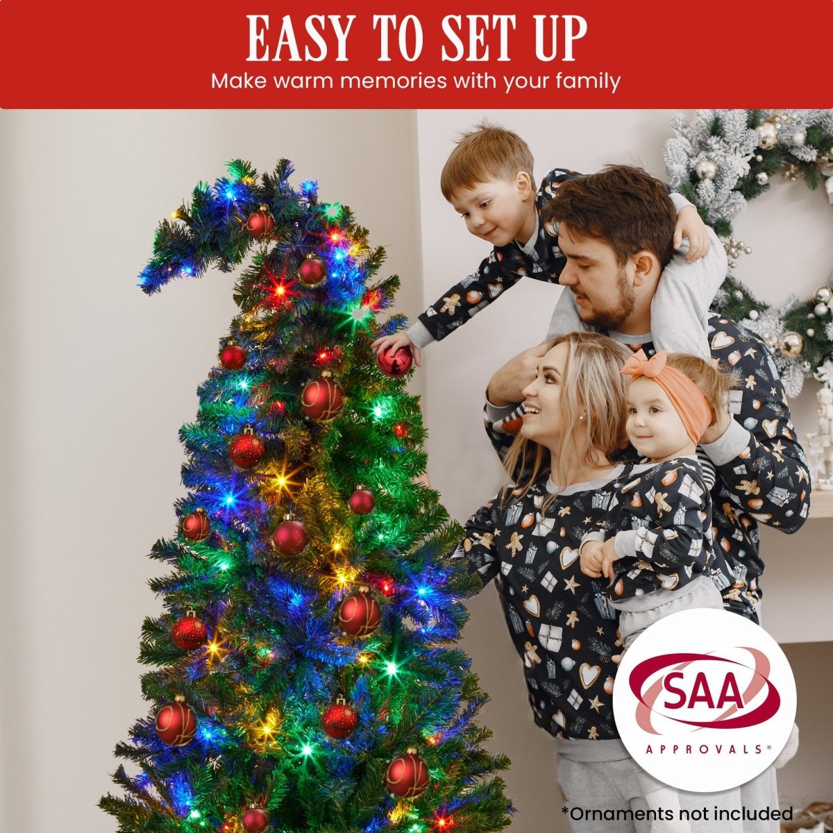 Christabelle Bad Santa 1.2m Curved Multicolour Pre - Lit Christmas Tree with 550 Tips