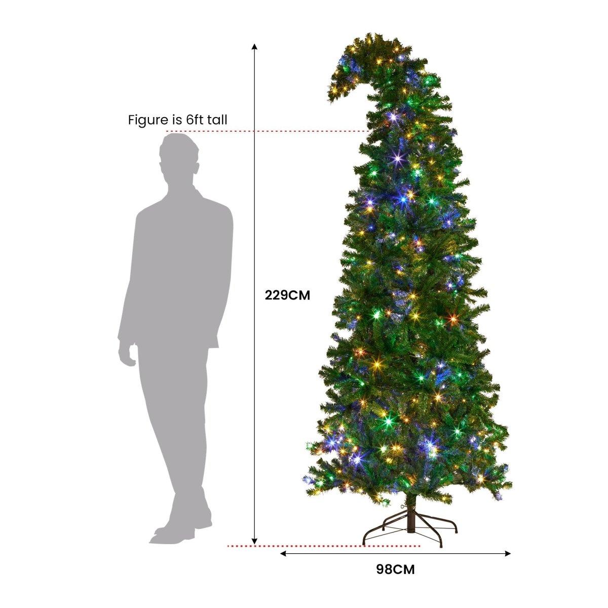Christabelle Bad Santa 2.3m Curved Multicolour Pre - Lit Christmas Tree with 1240 Tips