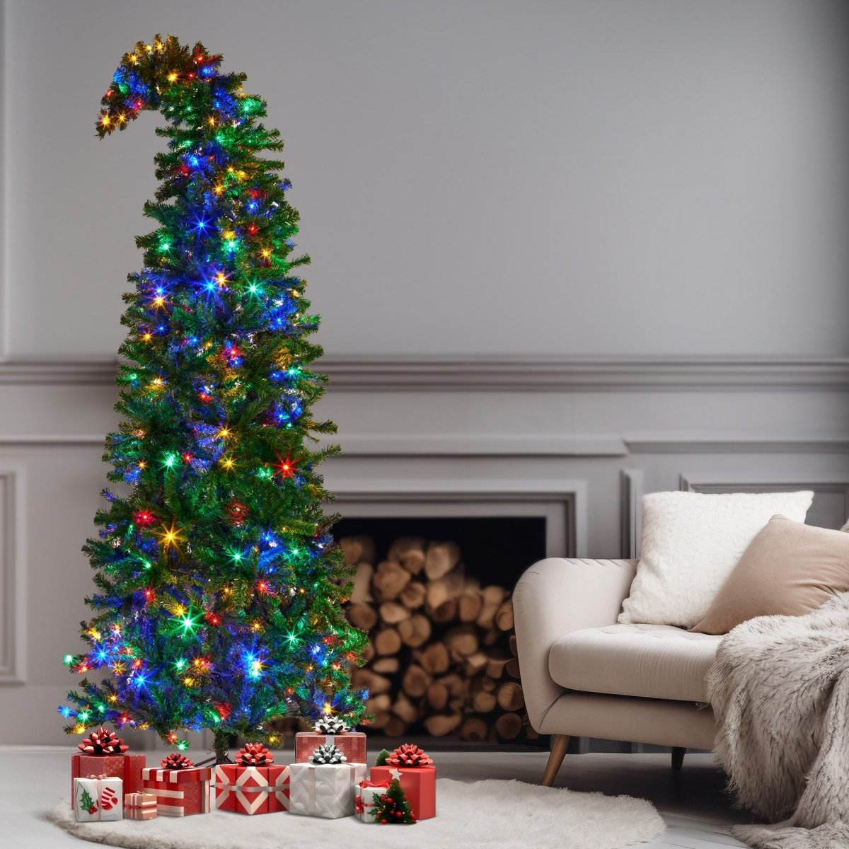Christabelle Bad Santa 2.3m Curved Multicolour Pre - Lit Christmas Tree with 1240 Tips