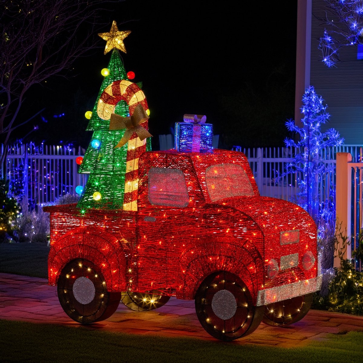 Christabelle 1.4m Christmas Tree Truck Indoor Outdoor Display Decoration LED Lights Front Yard Lawn Statue Ornament