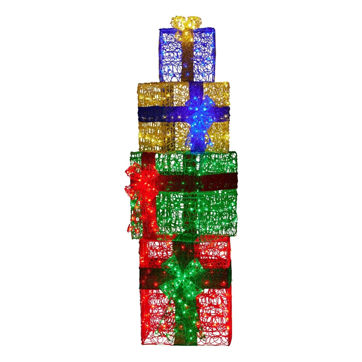 Christabelle 190cm 4 - piece Gift Stack Box Christmas Decor Bows Led Lights Xmas