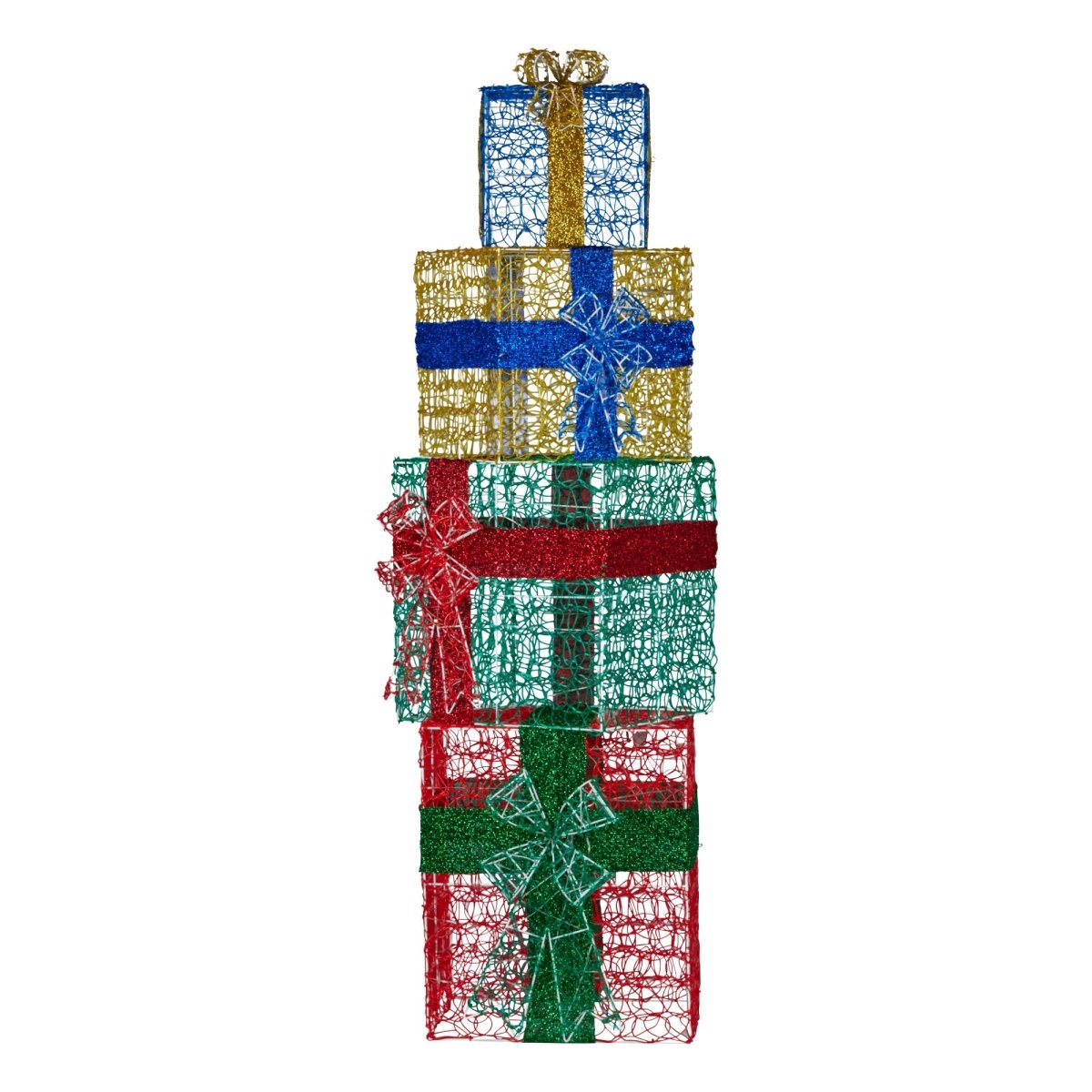 Christabelle 190cm 4 - piece Gift Stack Box Christmas Decor Bows Led Lights Xmas