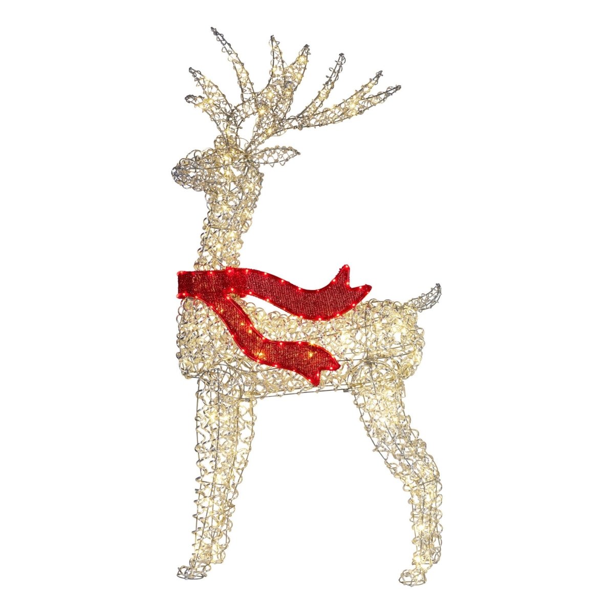 Christabelle Large 1.5m Christmas Reindeer Outdoor Indoor Light - Up Display Decoration Lawn Statue LED Lights Red Bow