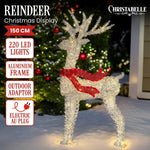 Christabelle Large 1.5m Christmas Reindeer Outdoor Indoor Light - Up Display Decoration Lawn Statue LED Lights Red Bow