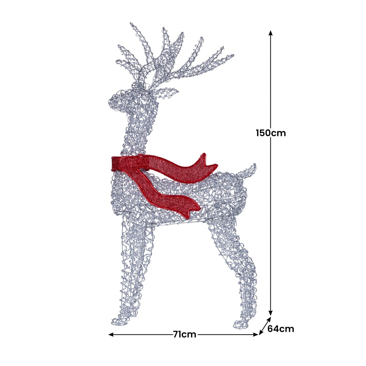 Christabelle Large 1.5m Christmas Reindeer Outdoor Indoor Light - Up Display Decoration Lawn Statue LED Lights Red Bow