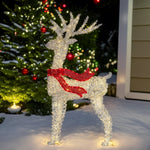 Christabelle Large 1.5m Christmas Reindeer Outdoor Indoor Light - Up Display Decoration Lawn Statue LED Lights Red Bow