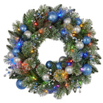 Swishmas 61cm Blue Collection Multicolour Pre - Lit Christmas Wreath