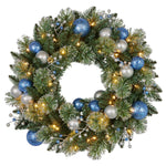Swishmas 61cm Blue Collection Multicolour Pre - Lit Christmas Wreath