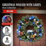 Swishmas 61cm Blue Collection Multicolour Pre - Lit Christmas Wreath