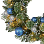 Swishmas 61cm Blue Collection Multicolour Pre - Lit Christmas Wreath