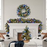 Swishmas 61cm Blue Collection Multicolour Pre - Lit Christmas Wreath