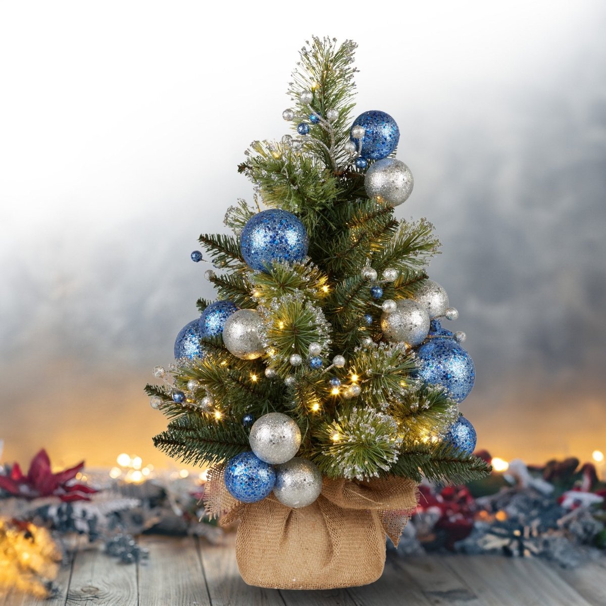 Christabelle 61cm Blue Collection Pre - Lit Tabletop Christmas Tree