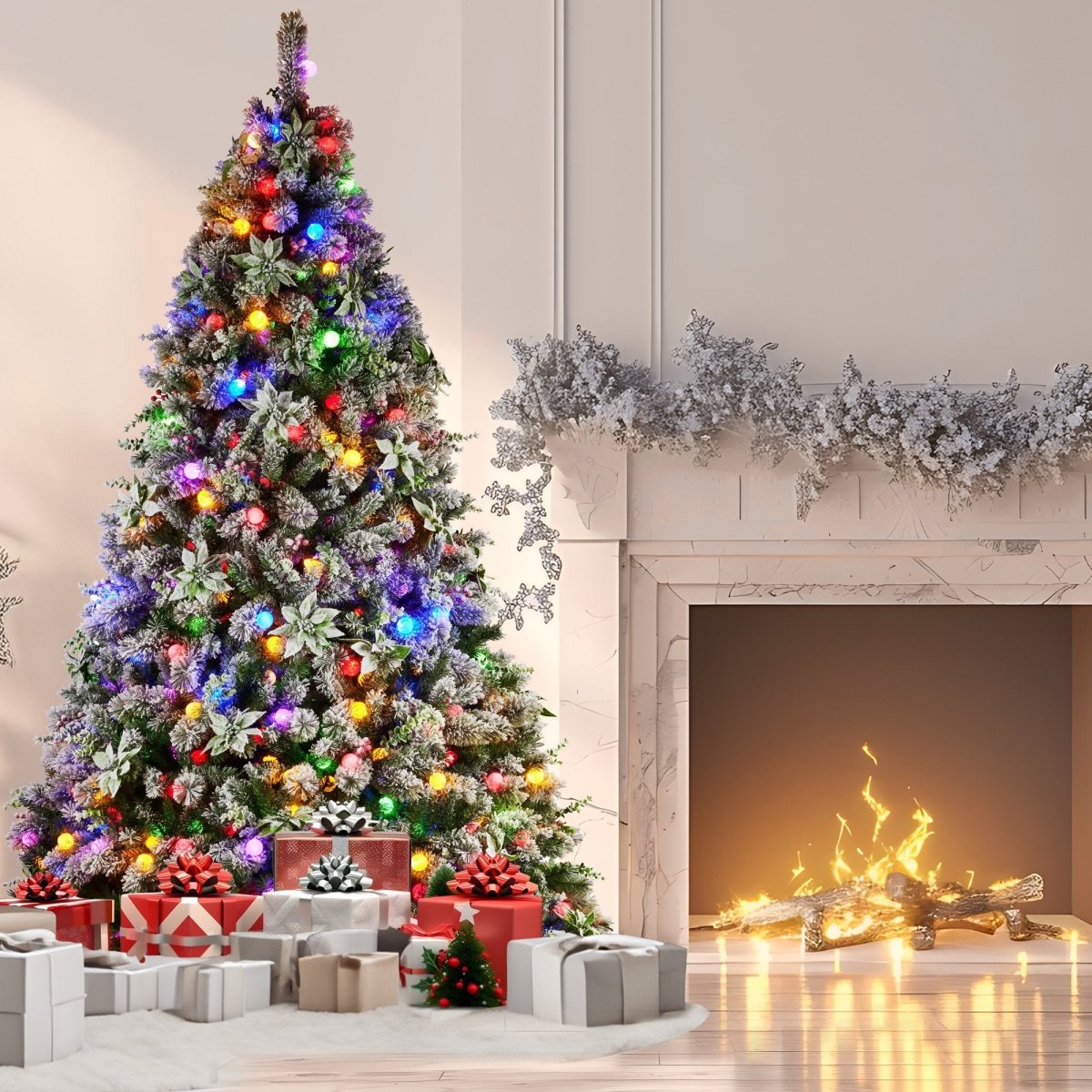 Christabelle Snowy Crown Pine 2.3m Multicolour Pre - Lit Christmas Tree with 1453 Tips