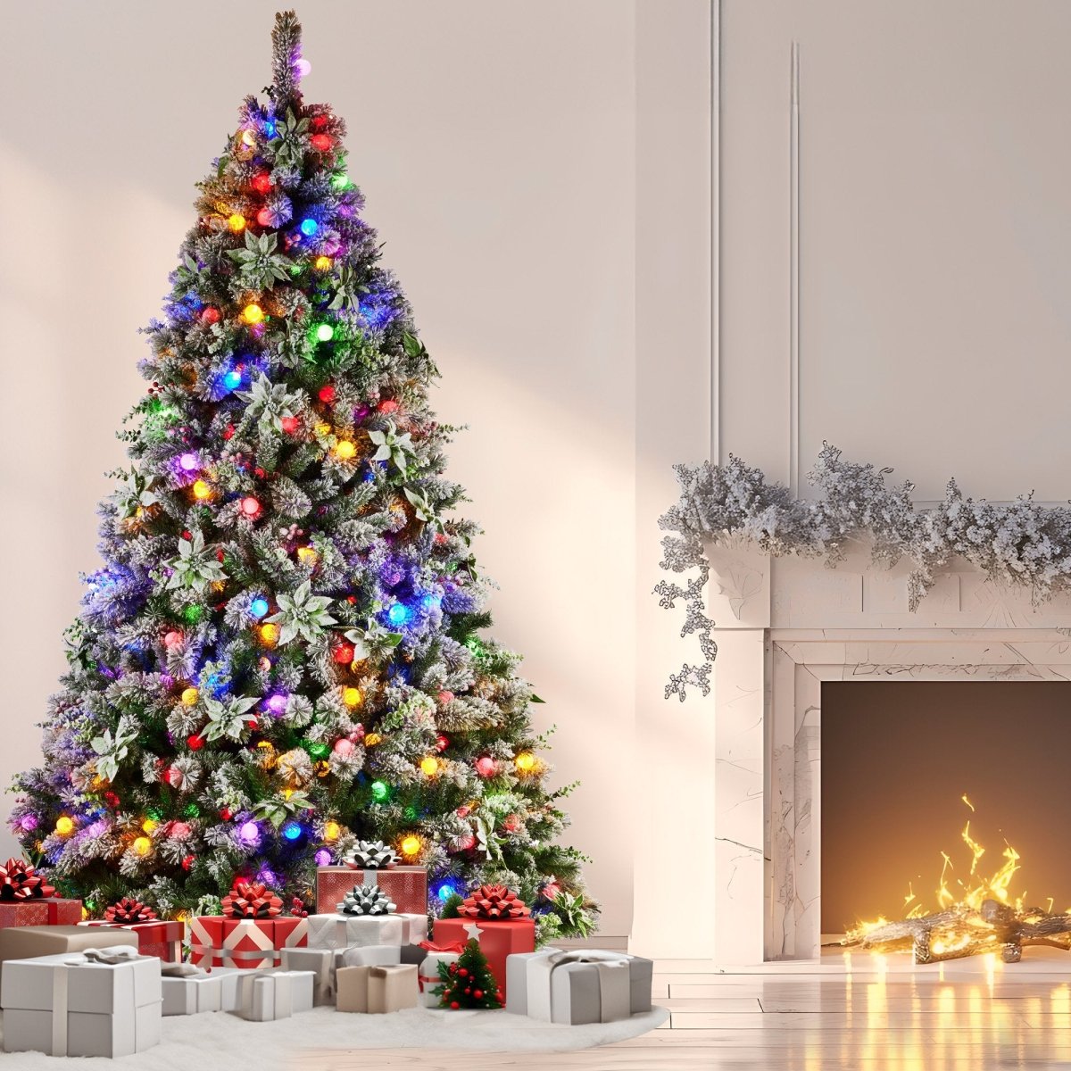 Christabelle Snowy Crown Pine 2.7m Multicolour Pre - Lit Christmas Tree with 2429 Tips