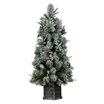 Christabelle Snowy Crown Pine Potted Christmas Tree 1.2m Multicolour Pre - Lit with Snowball Lights