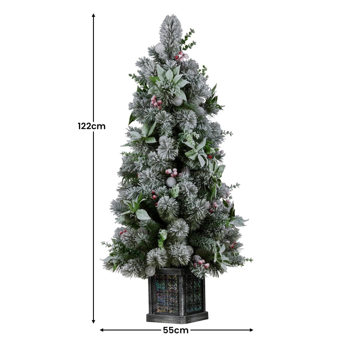 Christabelle Snowy Crown Pine Potted Christmas Tree 1.2m Multicolour Pre - Lit with Snowball Lights