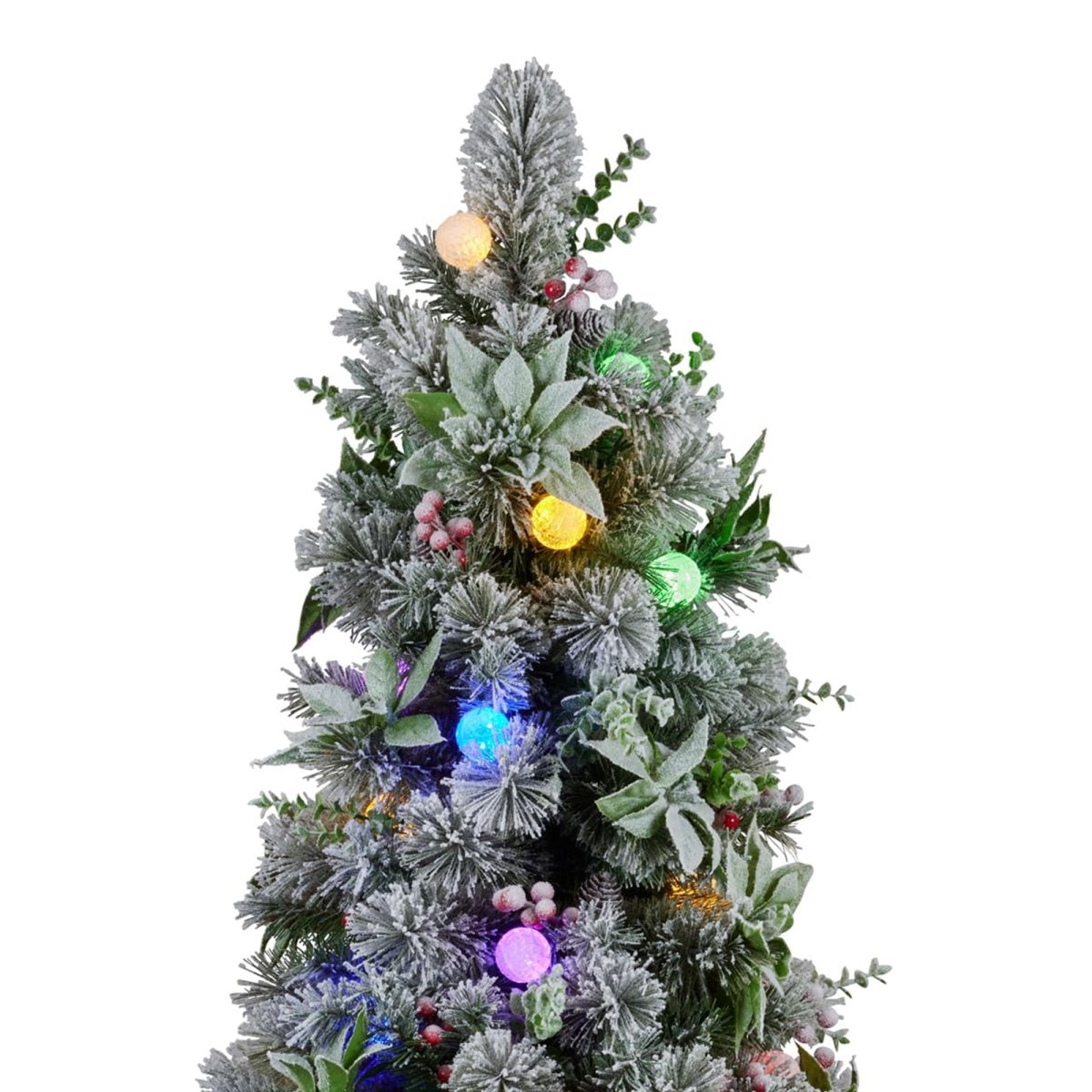 Christabelle Snowy Crown Pine Potted Christmas Tree 1.2m Multicolour Pre - Lit with Snowball Lights