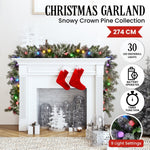 Swishmas 274cm Snowy Crown Pine Pre - Lit Multicolour Christmas Garland