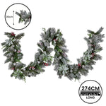 Swishmas 274cm Snowy Crown Pine Pre - Lit Multicolour Christmas Garland