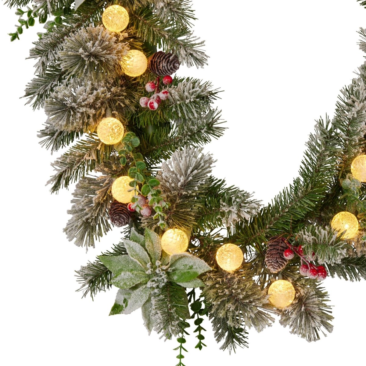 Swishmas 274cm Snowy Crown Pine Pre - Lit Multicolour Christmas Garland