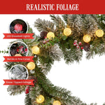Swishmas 274cm Snowy Crown Pine Pre - Lit Multicolour Christmas Garland