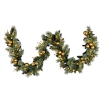 Christabelle 274cm Pre - lit Christmas Garland Gold Baubles Aa Battery Led Lights