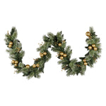 Christabelle 274cm Pre - lit Christmas Garland Gold Baubles Aa Battery Led Lights