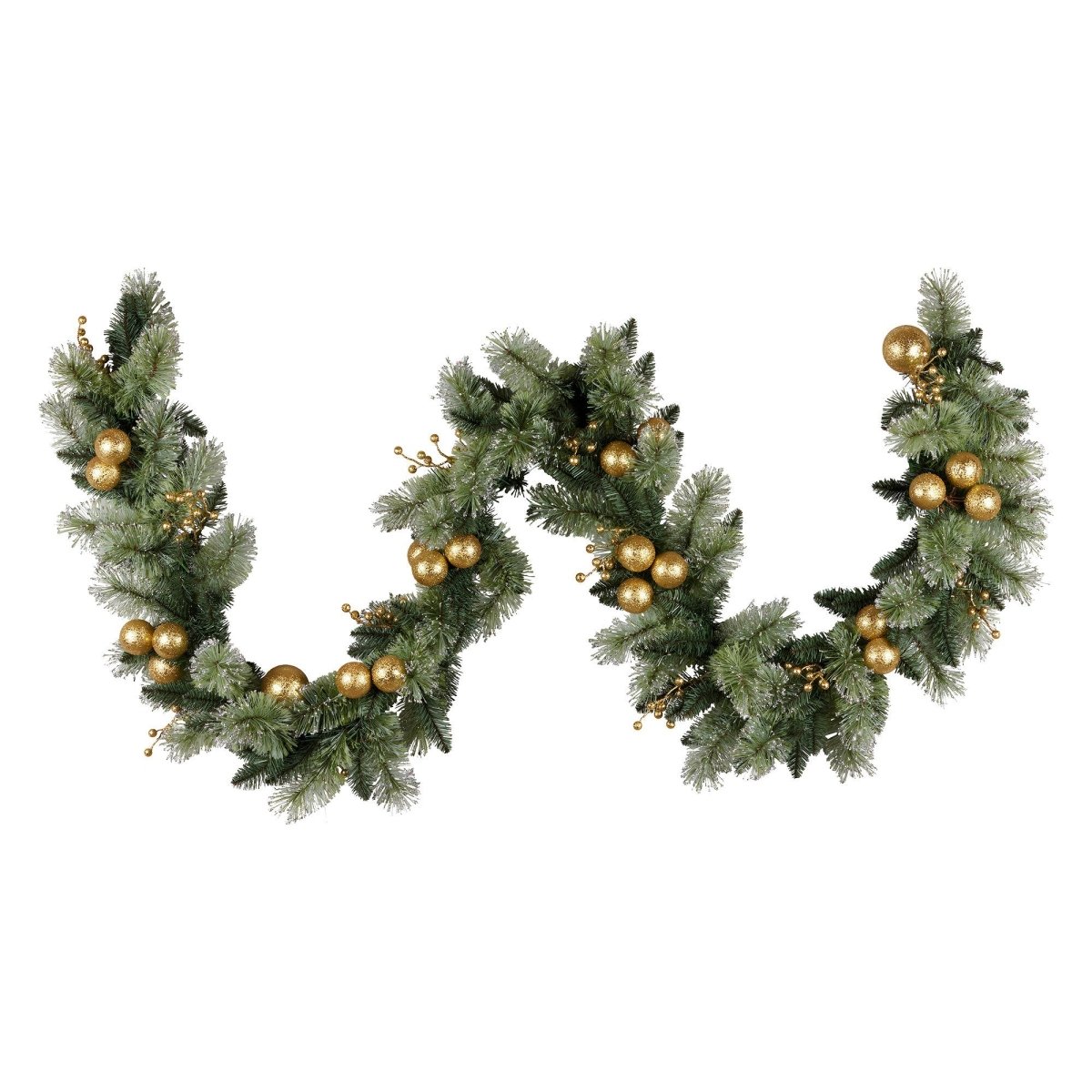 Christabelle 274cm Pre - lit Christmas Garland Gold Baubles Aa Battery Led Lights