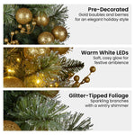 Christabelle 274cm Pre - lit Christmas Garland Gold Baubles Aa Battery Led Lights