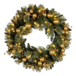 Christabelle 61cm Christmas Wreath Battery - operated Warm White Light Gold Bauble